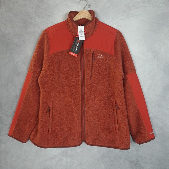 L.L. Bean Jackets & Blazers - LL Bean Polartec Thermal Fleece Jacket Womens L Petite Rust Orange Zip Gorpcore